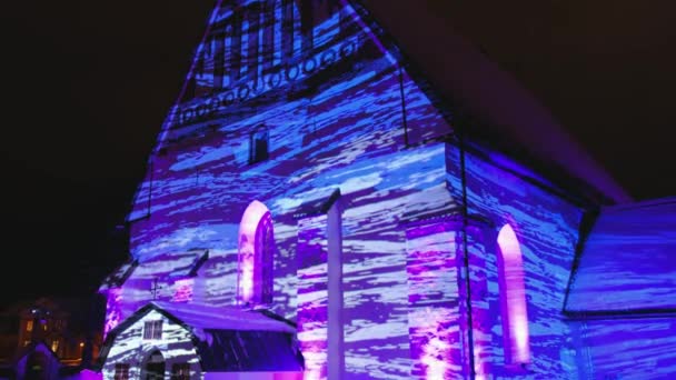 Porvoo Finlandia Febrero 2021 Iglesia Porvoo Durante Festival Luces Porvoo — Vídeo de stock