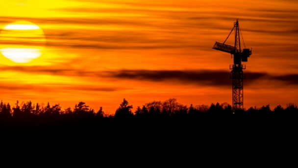 Úžasný Západ Slunce Time Lapse Video Průmyslovou Městskou Krajinou Věžní — Stock video