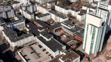 Finlandiya 'nın Espoo kentindeki Kivenlahti mahallesinin hava manzarası.