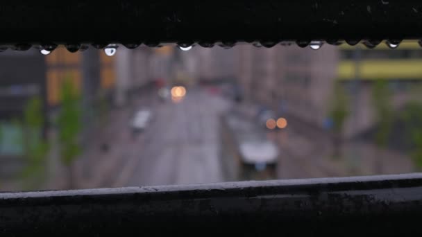 Blurred View Street Modern Neighborhood European City Tram Moving Street — Vídeo de stock