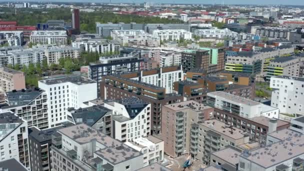 Vue Aérienne Quartier Jatkasaari Helsinki Finlande Panneaux Solaires Sur Toit — Video