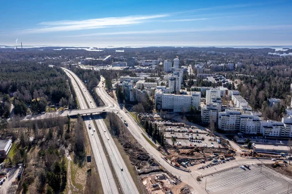 Aerial View Lansivayla Western Highway Kivenlahti Neighborhood Espoo Finland — Stock Photo, Image