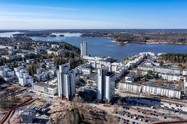 芬兰埃斯波Kivenlahti居民区的空中景观 — 图库照片