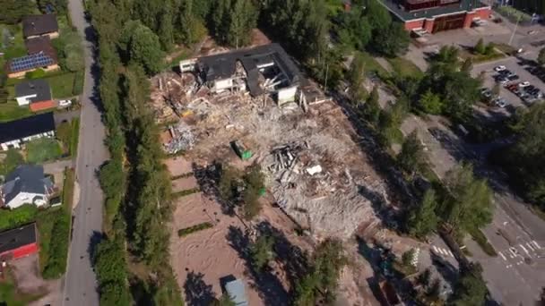 Espoo Finlandia Agosto 2021 Vista Aérea Del Trabajo Demolición Edificios — Vídeo de stock