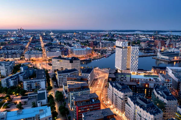Vista Aérea Del Moderno Barrio Jatkasaari Helsinki Finlandia Arquitectura Nórdica — Foto de Stock