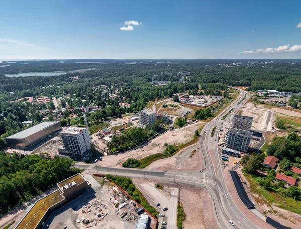 Aerial View Construction Site Brand New Residential District Finnoo Espoo — Stock Photo, Image