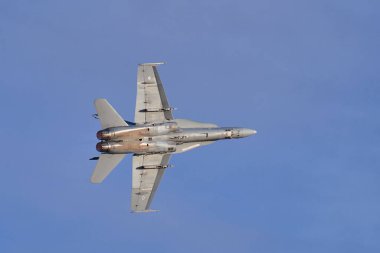 Helsinki, Finlandiya - 6 Ağustos 2021: McDonnell Douglas F / A-18 Hornet Kaivopuisto Hava Gösterisi, Finlandiya Hava Kuvvetleri