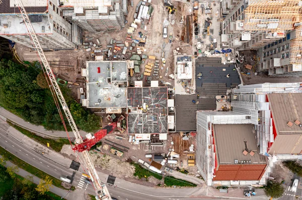 Vista Aérea Del Sitio Construcción Los Edificios Apartamentos Espoo Finlandia — Foto de Stock