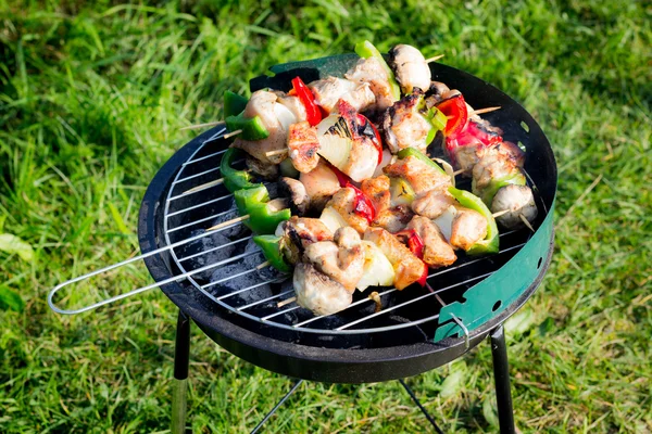 Grilování shashlik na grilu — Stock fotografie