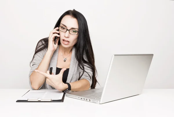 Woman angry over your computer. Problems. — Stock Photo, Image