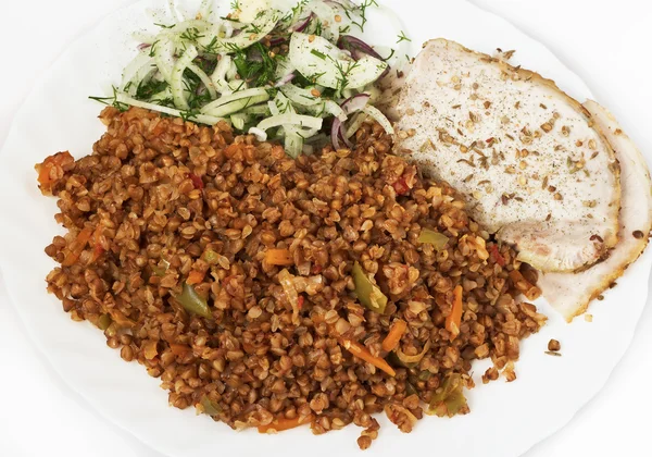 Buckwheat with vegetables — Stock Photo, Image