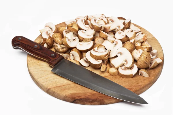 Cutting the  mushrooms — Stock Photo, Image