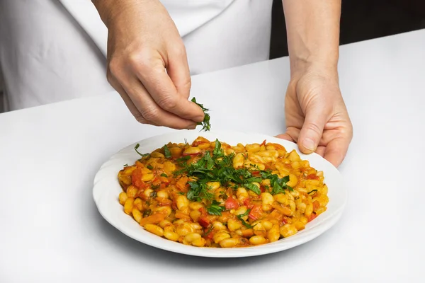 Beans stewed with vegetables — Stock Photo, Image