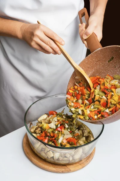 Cooking eggplant with vegetables — Stock Photo, Image