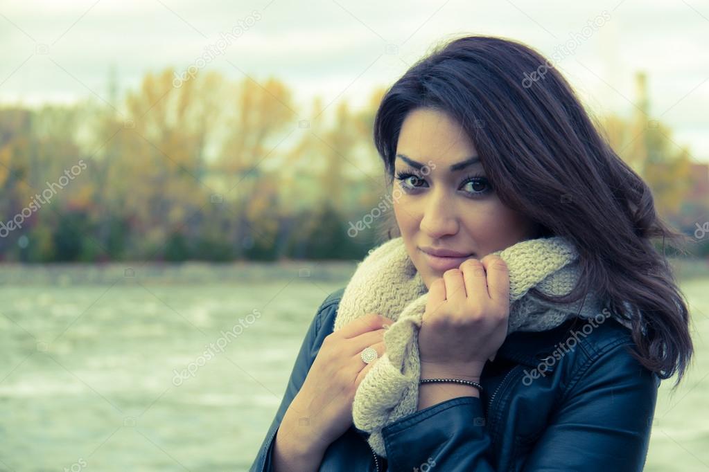 Portrait of a stylish Hispanic woman during autumn - Filter appl