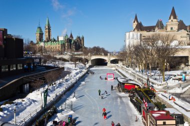 Ottawa, Kanada - 16 Şubat: Ottawa, Kanada Rideau kanalı