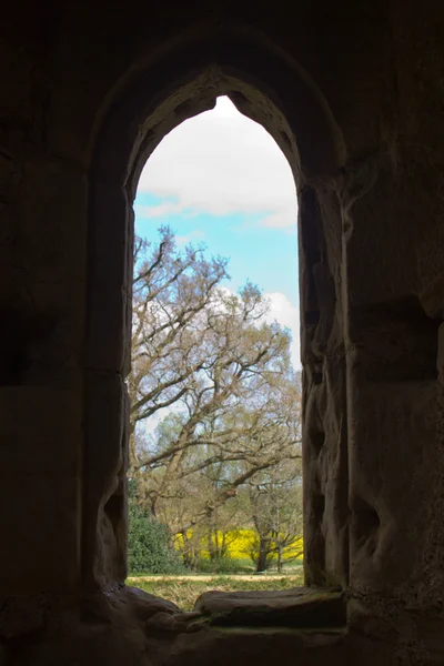 Вид из окна средневекового замка — стоковое фото
