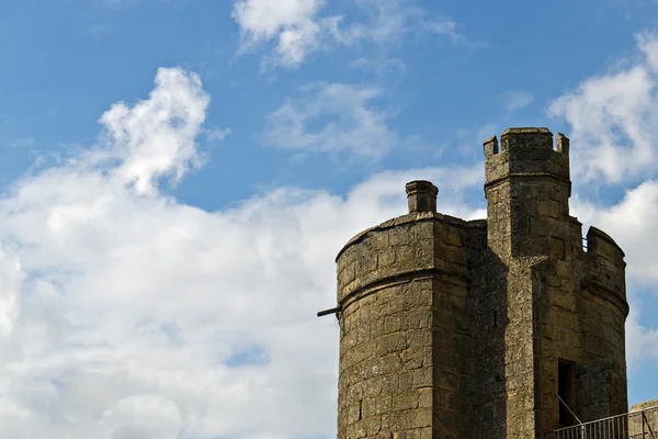 Kő torony és egy középkori kastély Jogdíjmentes Stock Képek