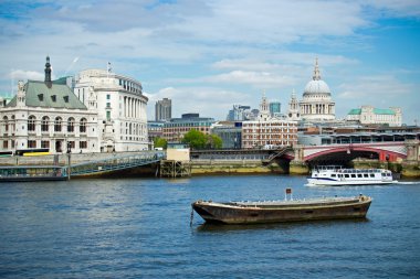 Water taxi transportation on River Thames in London, England clipart