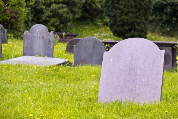 Groep van oude begraafplaats grafstenen Rechtenvrije Stockafbeeldingen