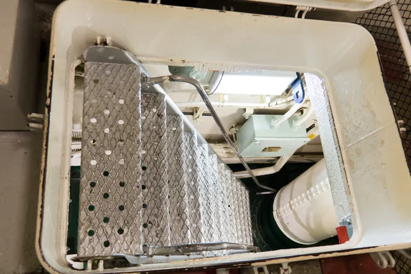 Companionway ladder leading to below deck on a naval ship