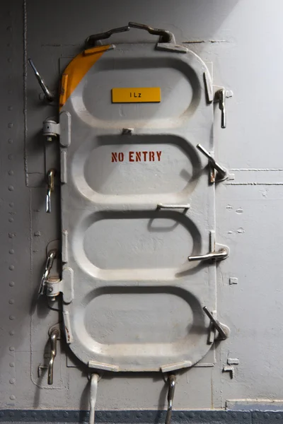 Hatch access on a military navy ship — Stock Photo, Image