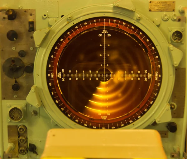 Radar screen aboard a military navy ship — Stock Photo, Image