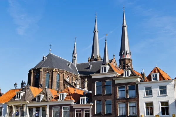 Rooftop архитектурные детали исторического здания в Делфте, Net — стоковое фото