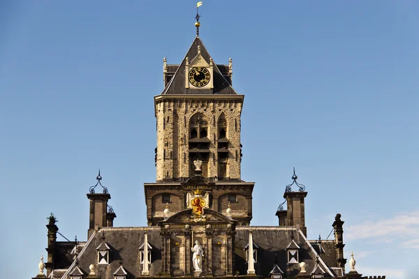 Arquitetura renascentista do telhado da Câmara Municipal de Delft — Fotografia de Stock