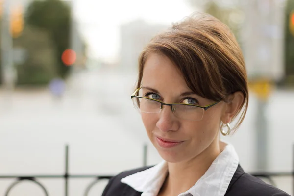 Portrait of attractive business woman with glasses — Stock Photo, Image