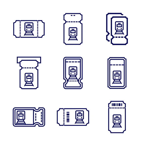 Ensemble Modèle Vectoriel Logo Conception Icône Billet Train Symbole Icône — Image vectorielle
