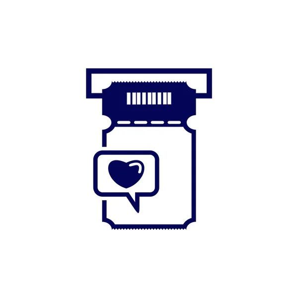 Szablon Wektorowy Logo Love Ticket Symbol Ikony Koncepcja Kreatywnego Designu — Wektor stockowy