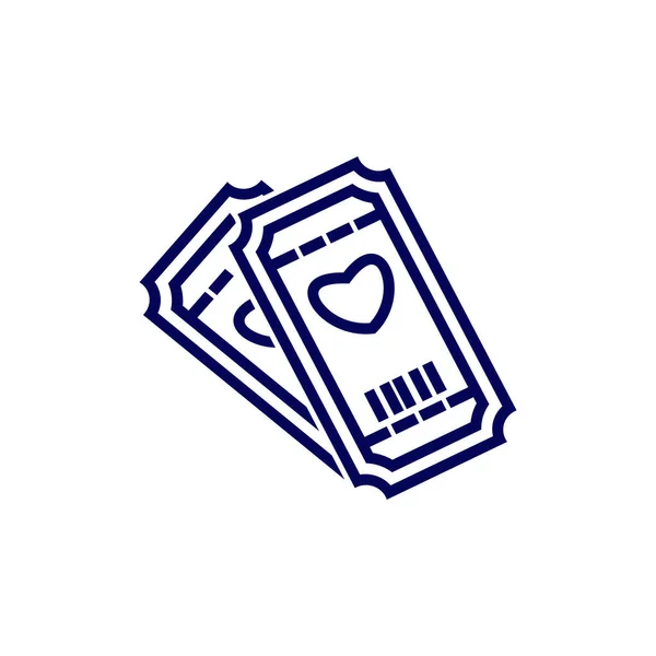 Love Ticket Іконка Дизайну Логотипу Векторний Шаблон Піктограма Символ Концепція — стоковий вектор