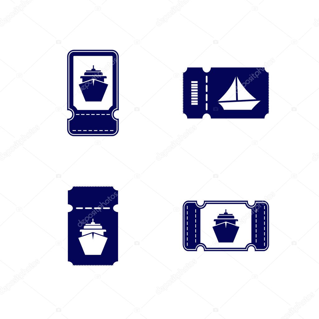 Set of Ship Ticket icon design logo vector template, Icon Symbol, Creative design concept