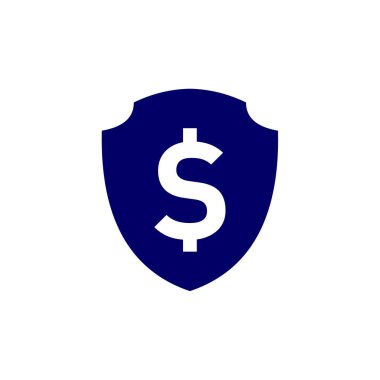 Kalkan Para logosu tasarım vektör şablonu, iş logosu tasarım konsepti, simge sembolü