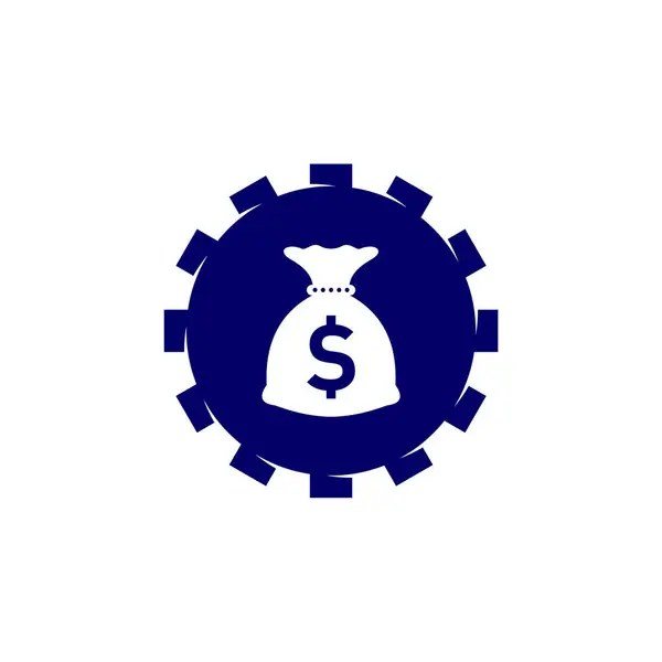 Geld Mit Gear Logo Design Vektor Vorlage Business Logo Design — Stockvektor