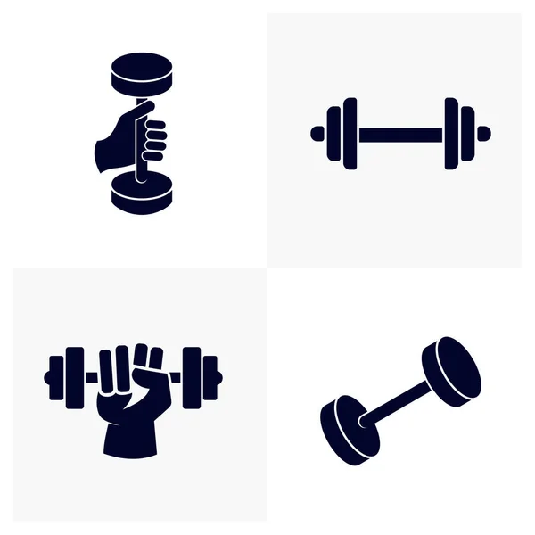 Ensemble Vecteur Conception Haltères Concept Icône Équipement Fitness Symbole Gymnase — Image vectorielle