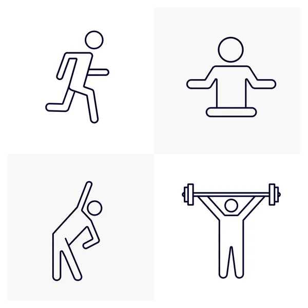 Set Von Menschen Sport Design Vektor Fitness Geräte Icon Konzept — Stockvektor