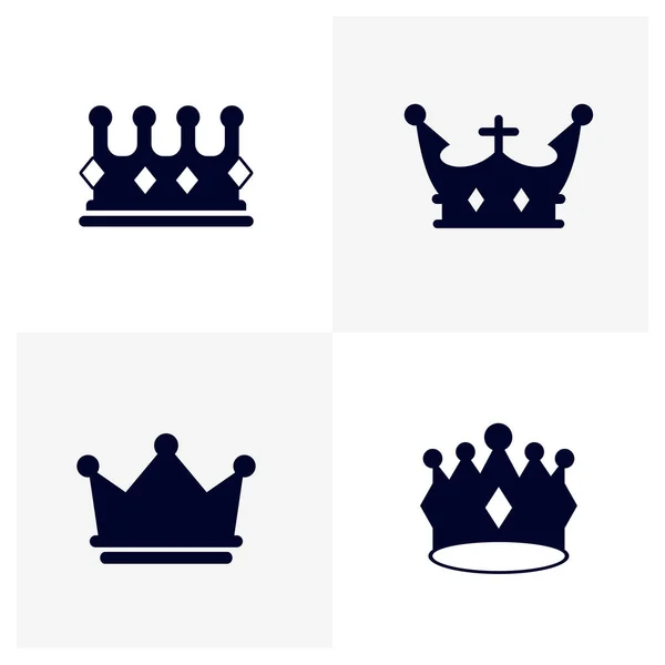 Set Crown Logo Vector Template Creative Gambling Design Icon Symbol — Stock Vector