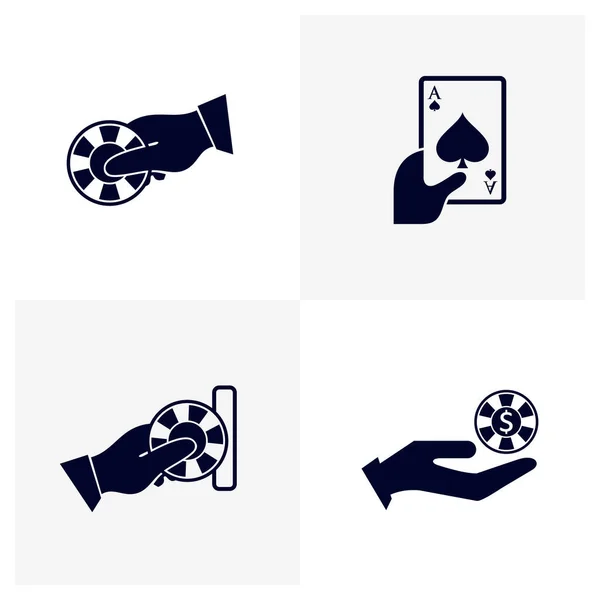 Ensemble Casino Chip Icône Logo Vectoriel Modèle Creative Gambling Icône — Image vectorielle