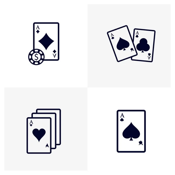 Sada Ikon Casino Karta Logo Vektorové Šablony Creative Karban Design — Stockový vektor