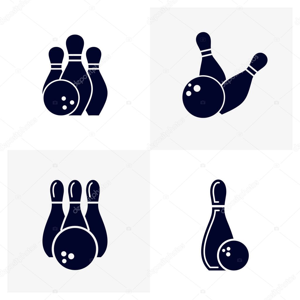 Set of Bowling icon logo vector template, Creative Gambling design icon symbol Illustration, Casino games icon