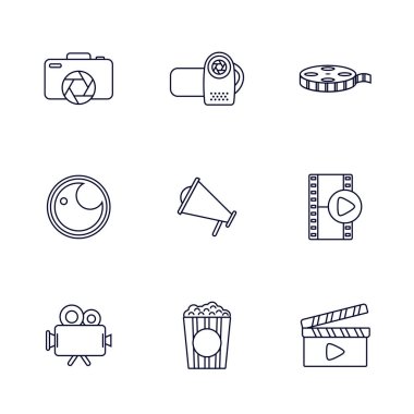 Film simgesi logo vektör şablonu, Yaratıcı Film logosu konsepti, simge sembolü, illüstrasyon