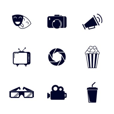 Film simgesi logo vektör şablonu, Yaratıcı Film logosu konsepti, simge sembolü, illüstrasyon