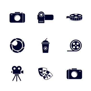 Film simgesi logo vektör şablonu, Yaratıcı Film logosu konsepti, simge sembolü, illüstrasyon