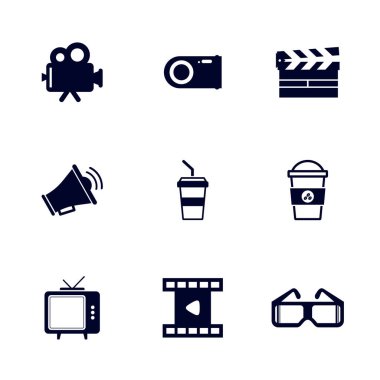 Film simgesi logo vektör şablonu, Yaratıcı Film logosu konsepti, simge sembolü, illüstrasyon