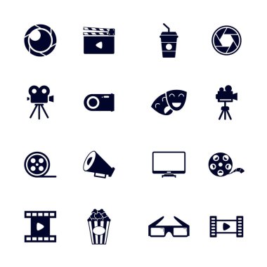 Film simgesi logo vektör şablonu, Yaratıcı Film logosu konsepti, simge sembolü, illüstrasyon