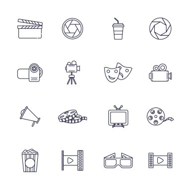 Film simgesi logo vektör şablonu, Yaratıcı Film logosu konsepti, simge sembolü, illüstrasyon