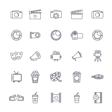 Film simgesi logo vektör şablonu, Yaratıcı Film logosu konsepti, simge sembolü, illüstrasyon