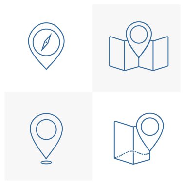 Nokta Haritaları logo tasarım vektör şablonu, açık hava logo tasarım konsepti, simge sembolü kümesi